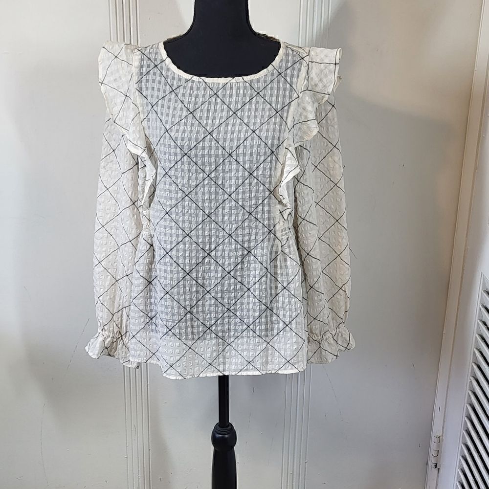 Ann Taylor Loft Cream & Black Colored Blouse.